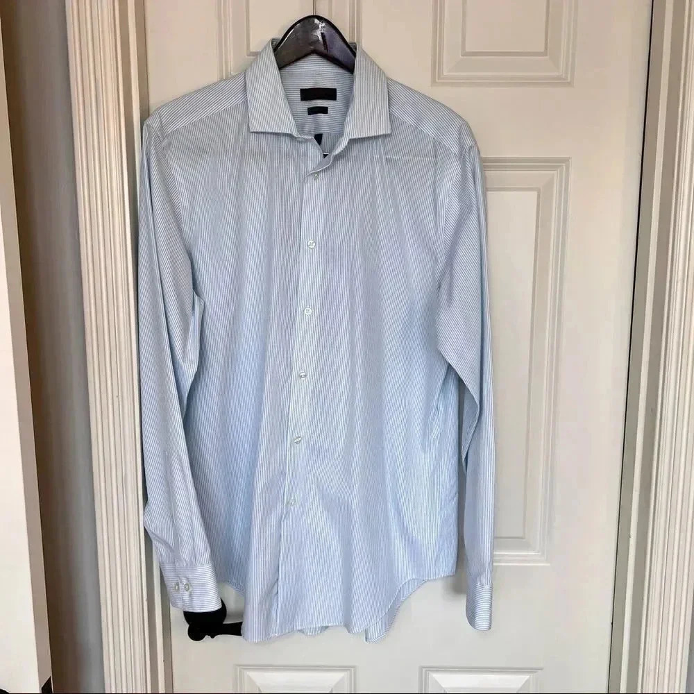 Ck Calvin Klein slim fit, blue striped, long sleeve, button down, shirt 17 34-35